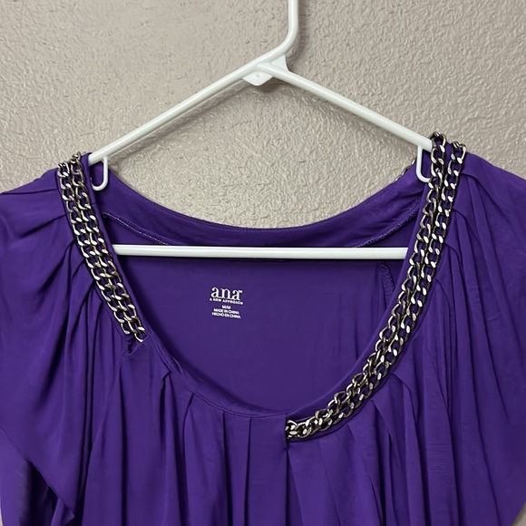 Ana a New Approach Purple Tunic top with Chain embellishment M - Picture 5 of 13
